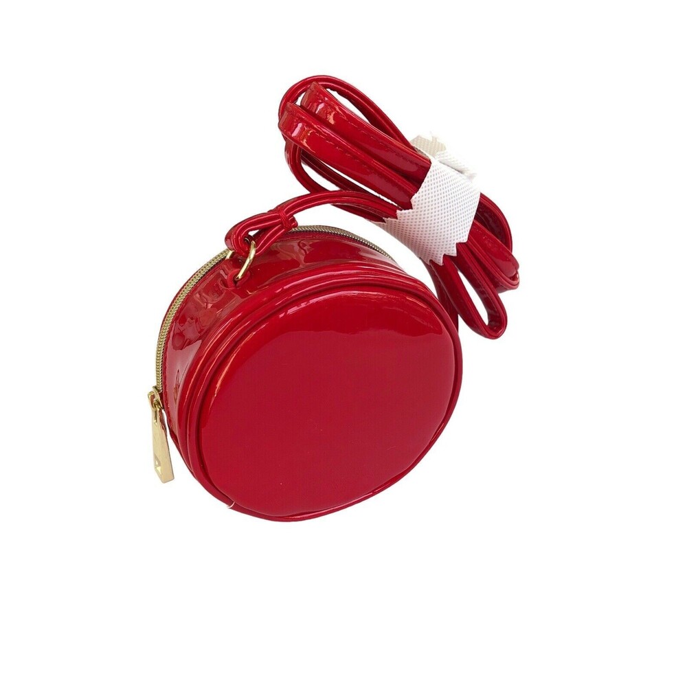 MARC JACOBS Mini 4" Red Patent Leather Crossbody Round Circle Canteen Bag Purse